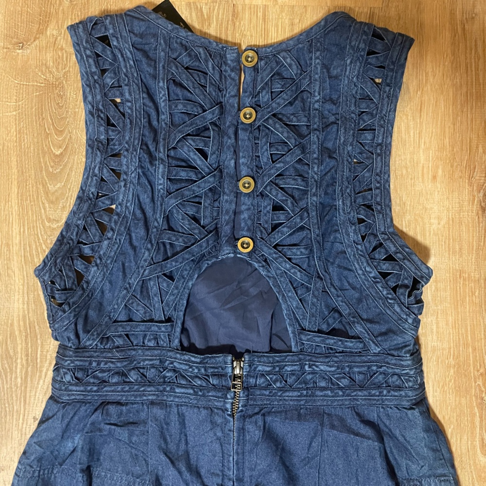 Free People New Romantics Highland Lattice Denim Dress - Picture 8 of 10